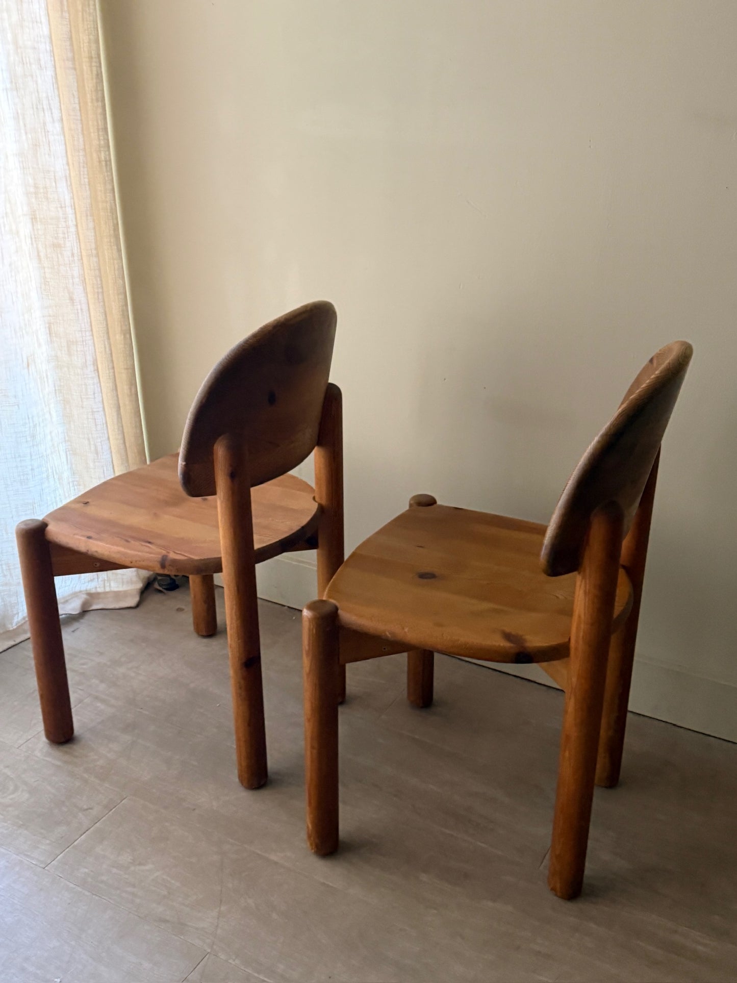 Pair of Rainer Daumiller pine dining chairs