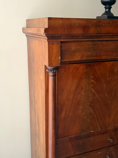 Burl mahogany secretary chest
