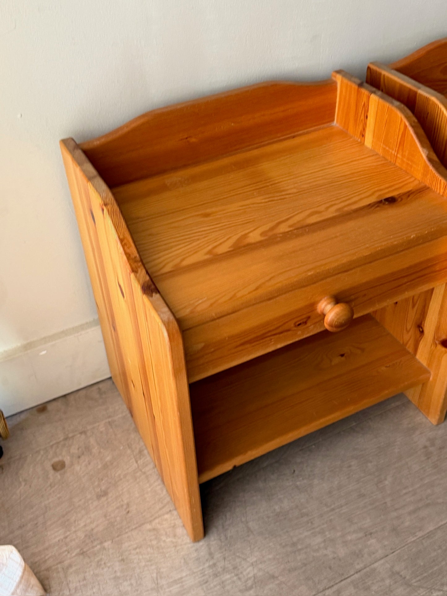 Pair of Scandinavian pine nightstands