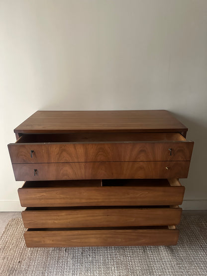 Walnut dresser with brass pulls