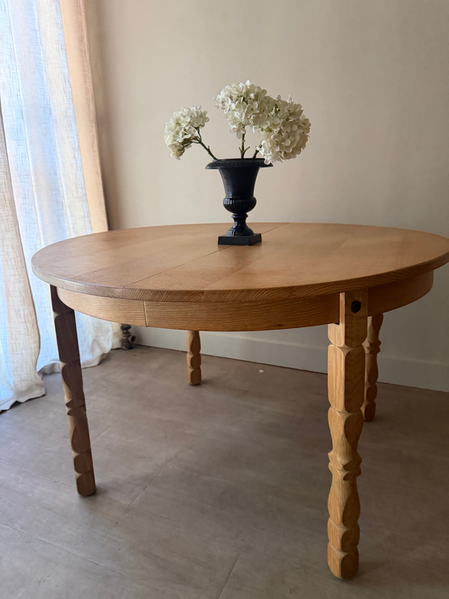 Danish oak dining table with extensions