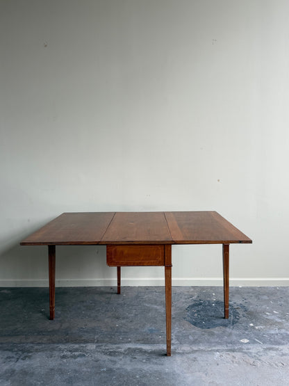 Mid-Atlantic inlaid walnut drop leaf table