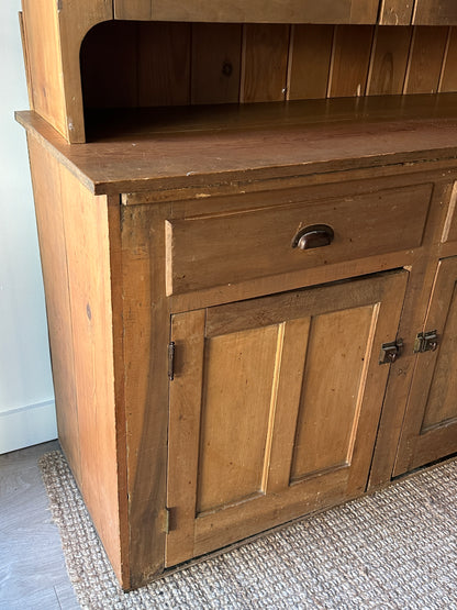 Farmhouse pine two piece hutch