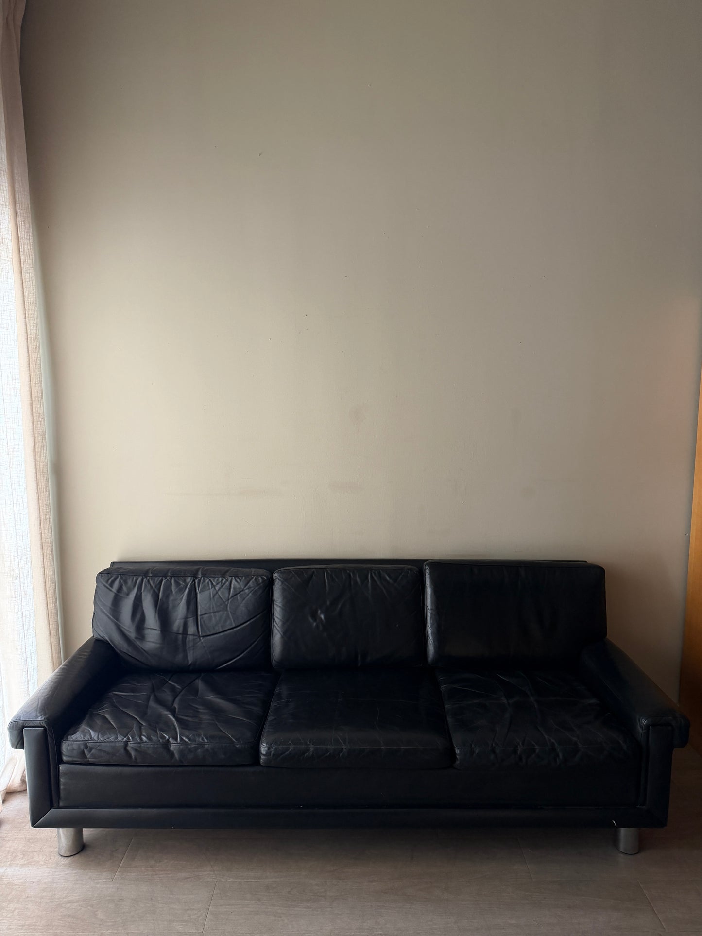 Danish black leather sofa