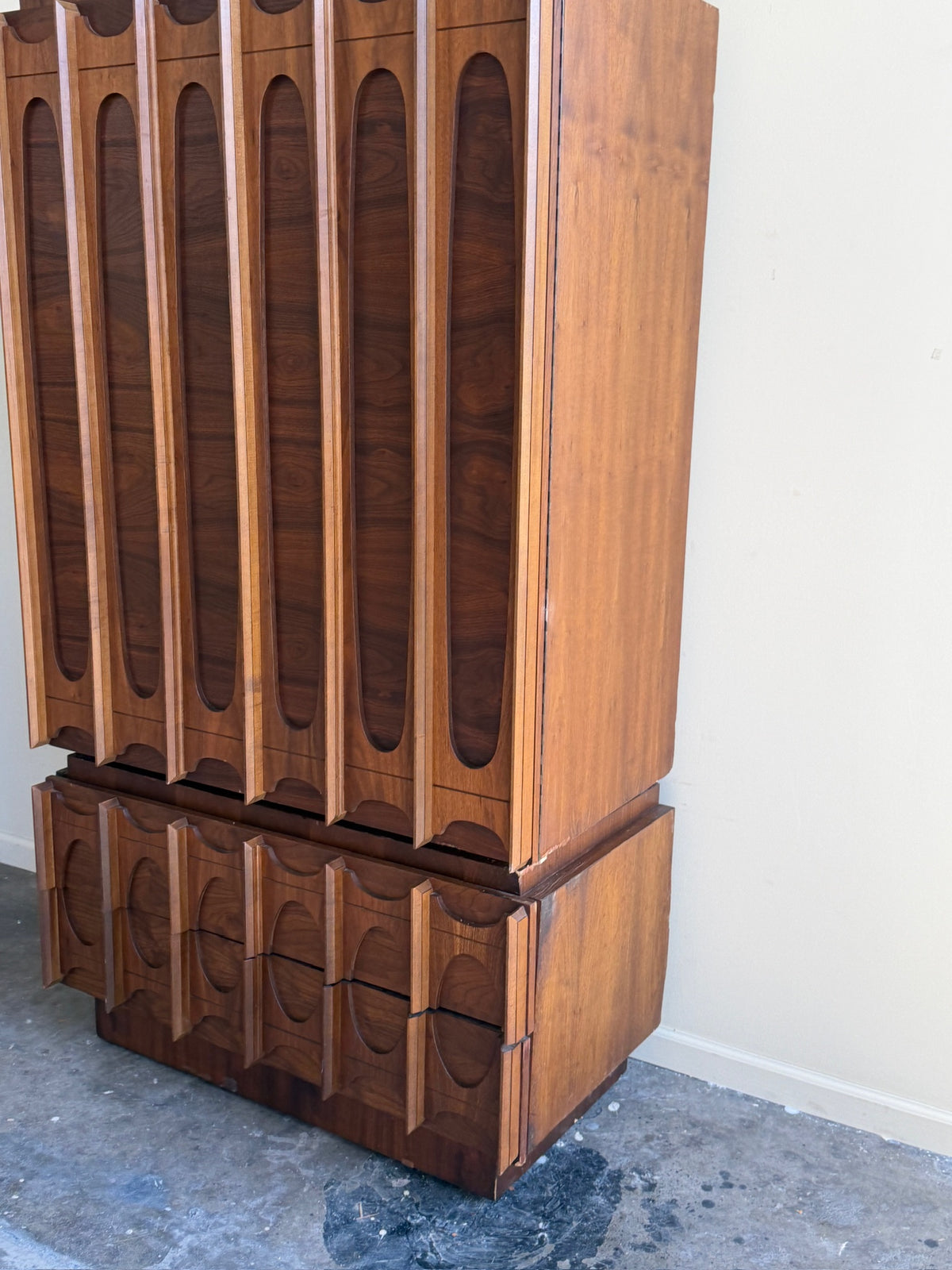 Tobago Brutalist walnut armoire