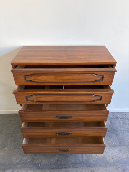 Walnut Five Drawer Tallboy
