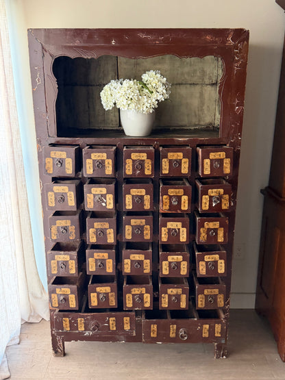 Chinese lacquered apothecary cabinet