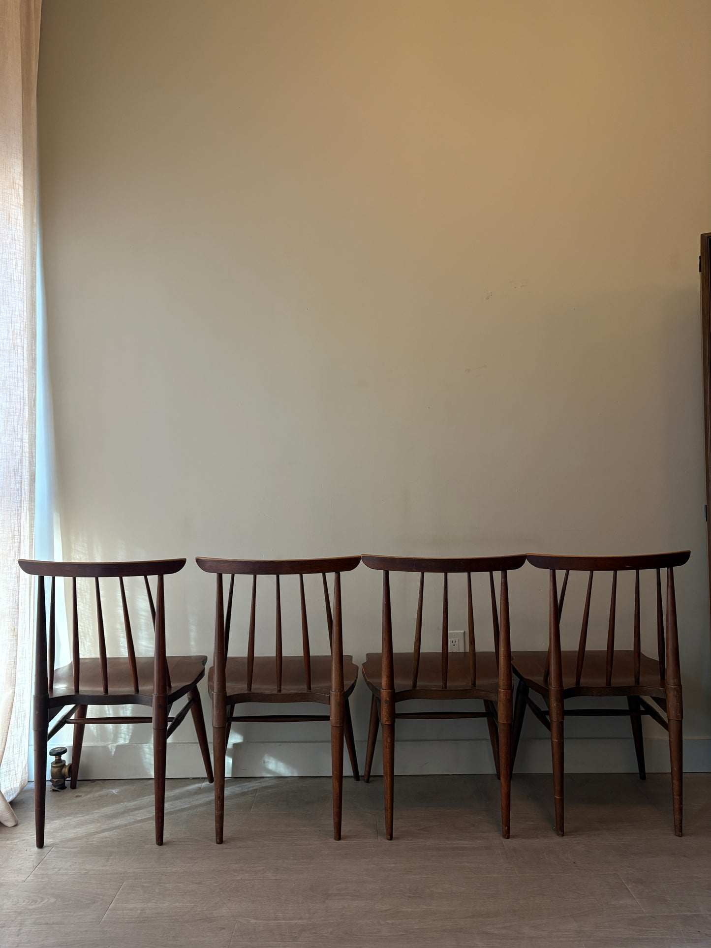 Cherry spindle chairs without arms. Sets of 2.