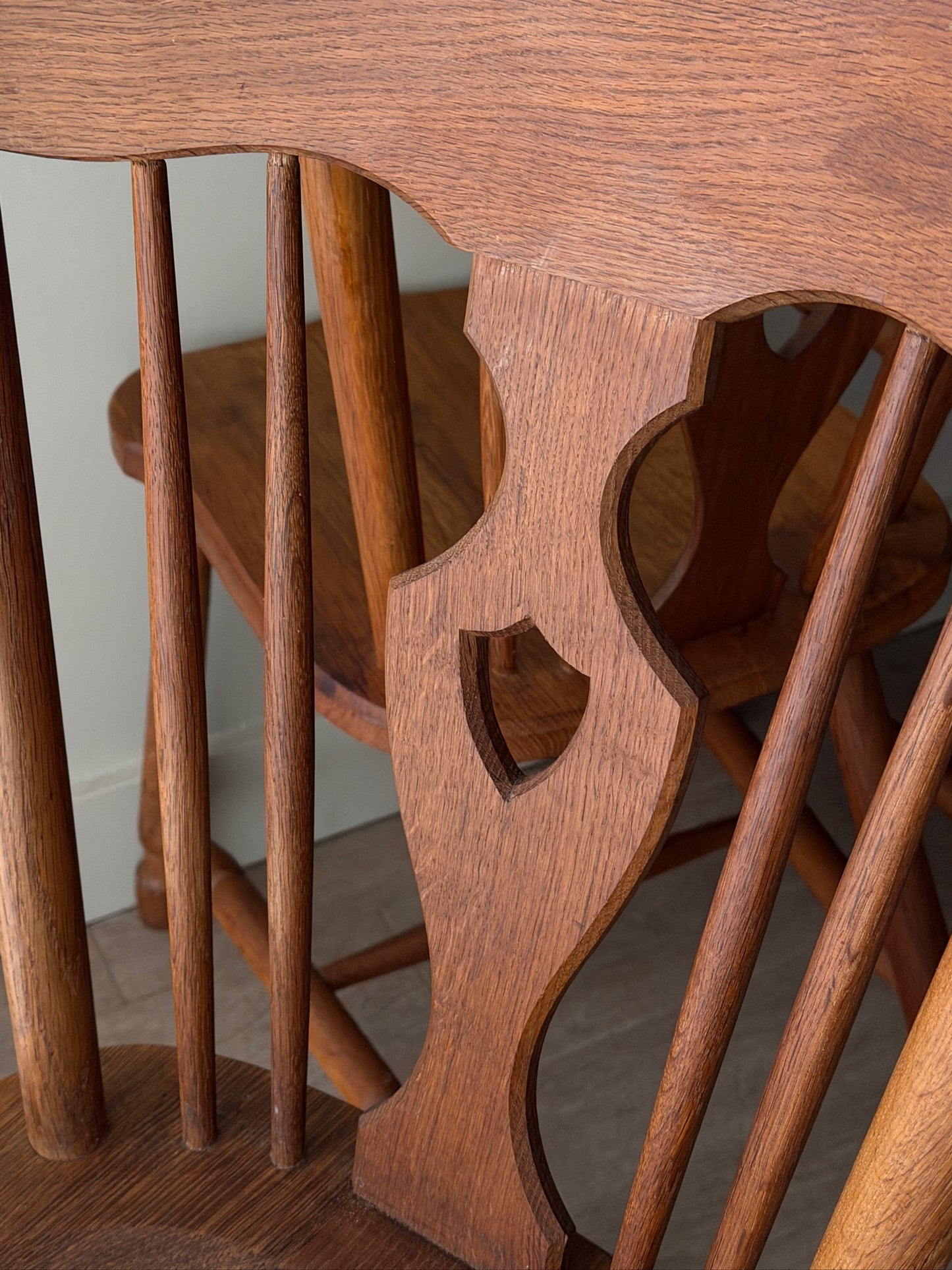 Scandinavian oak dining chairs. Sold as a set of 4.