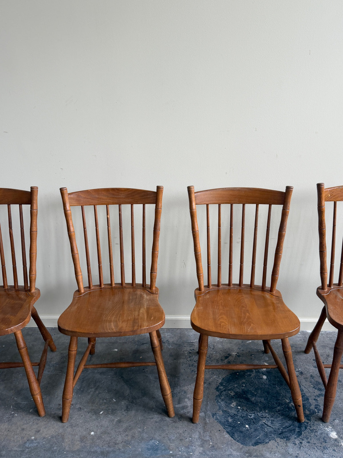 Maple dining chairs. Sold in pairs.