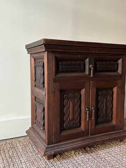 Carved oak side table