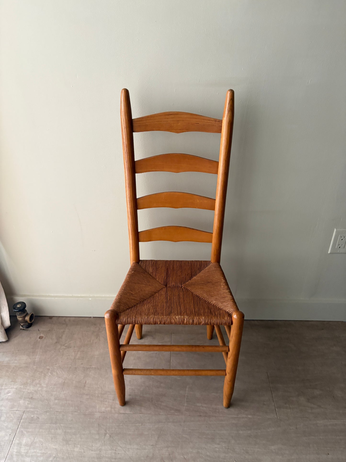 Pine rush seat ladder back chair