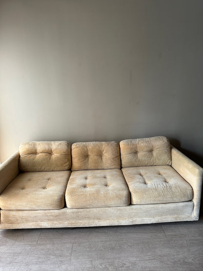 Velvet pale yellow couch