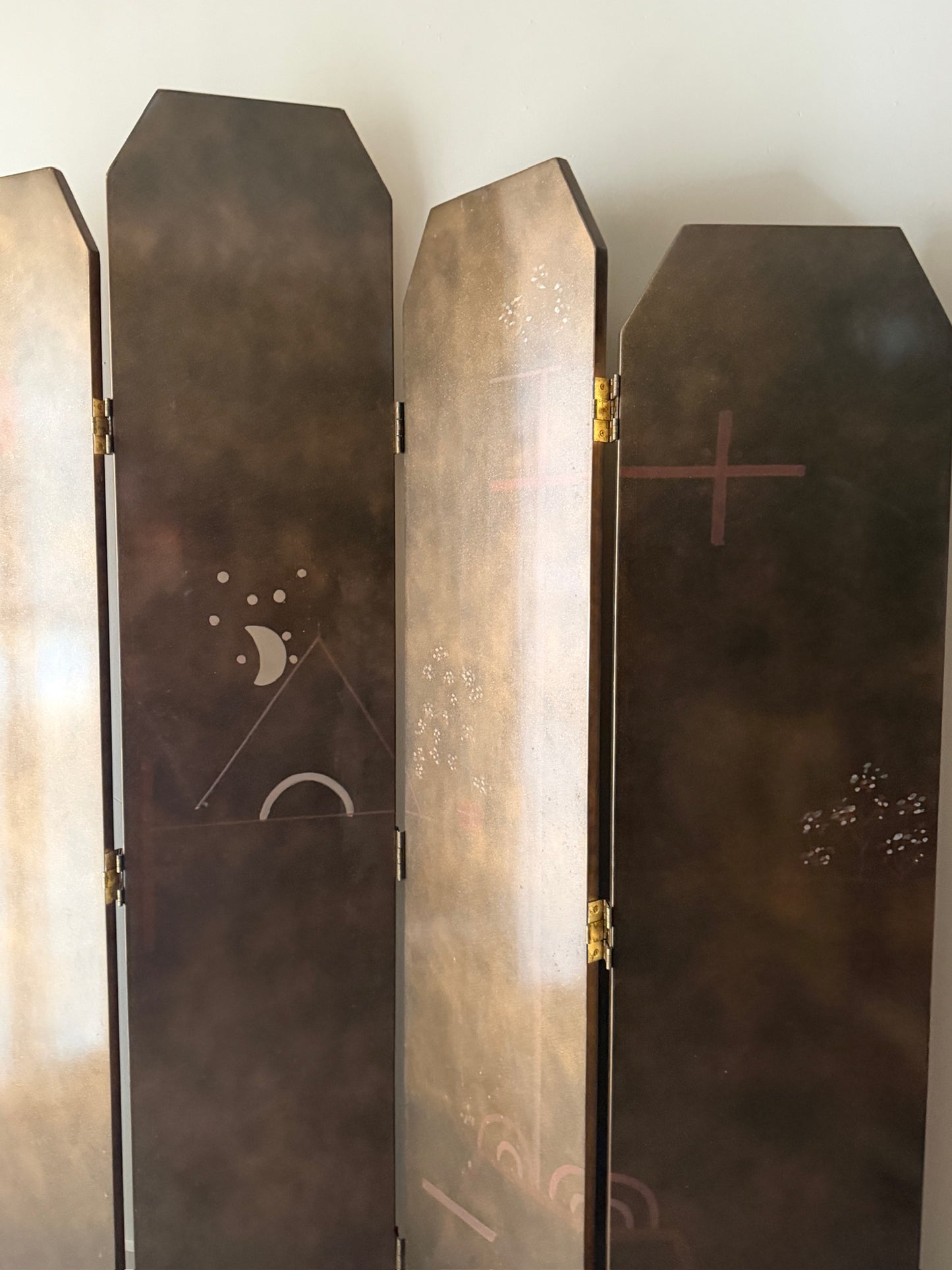 Japanese Byobu lacquered folding screen
