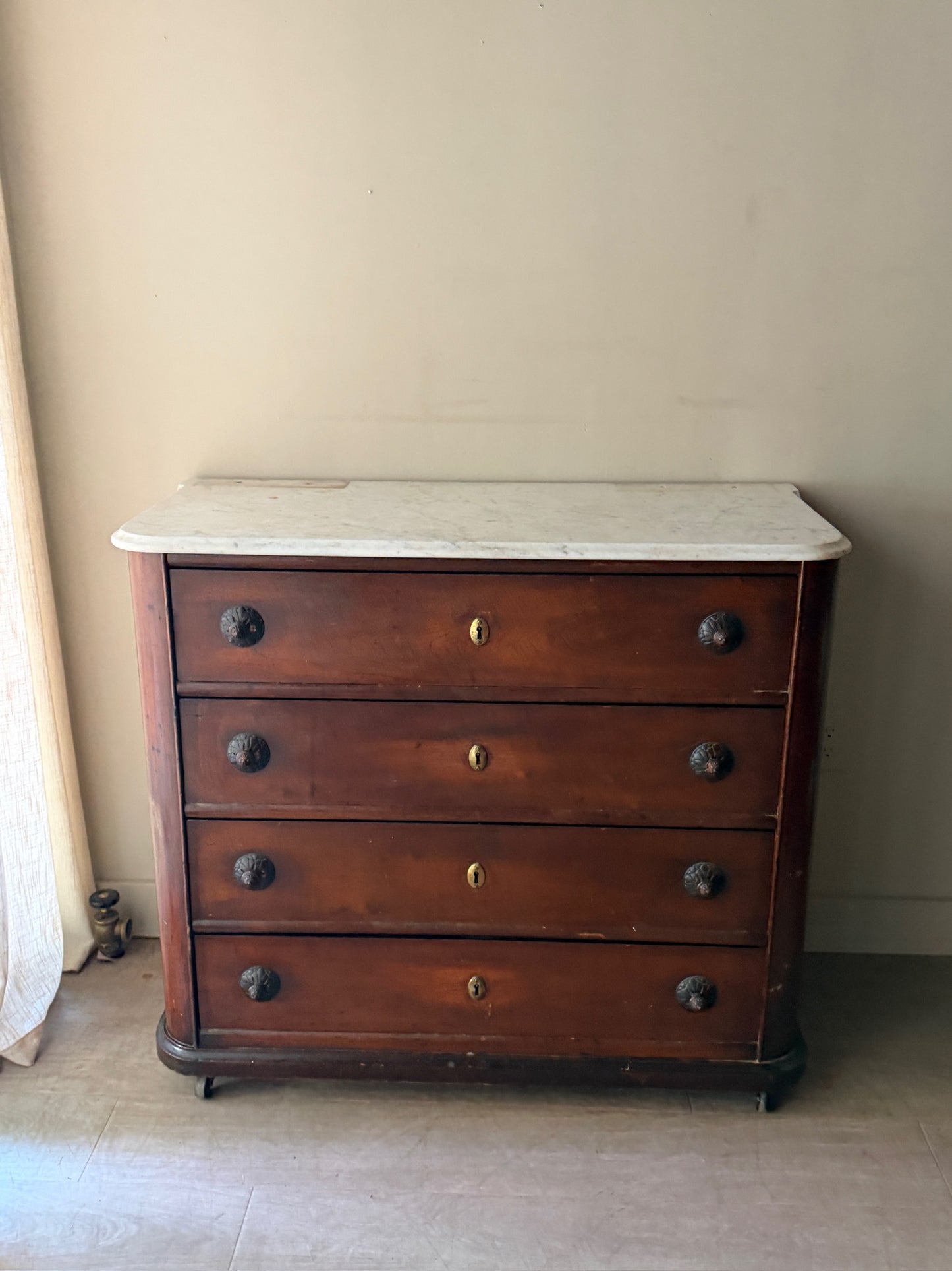 Victorian marble top walnut dresser