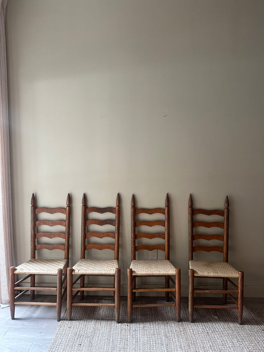 Woven ladder back chairs. Sold as set of 4.