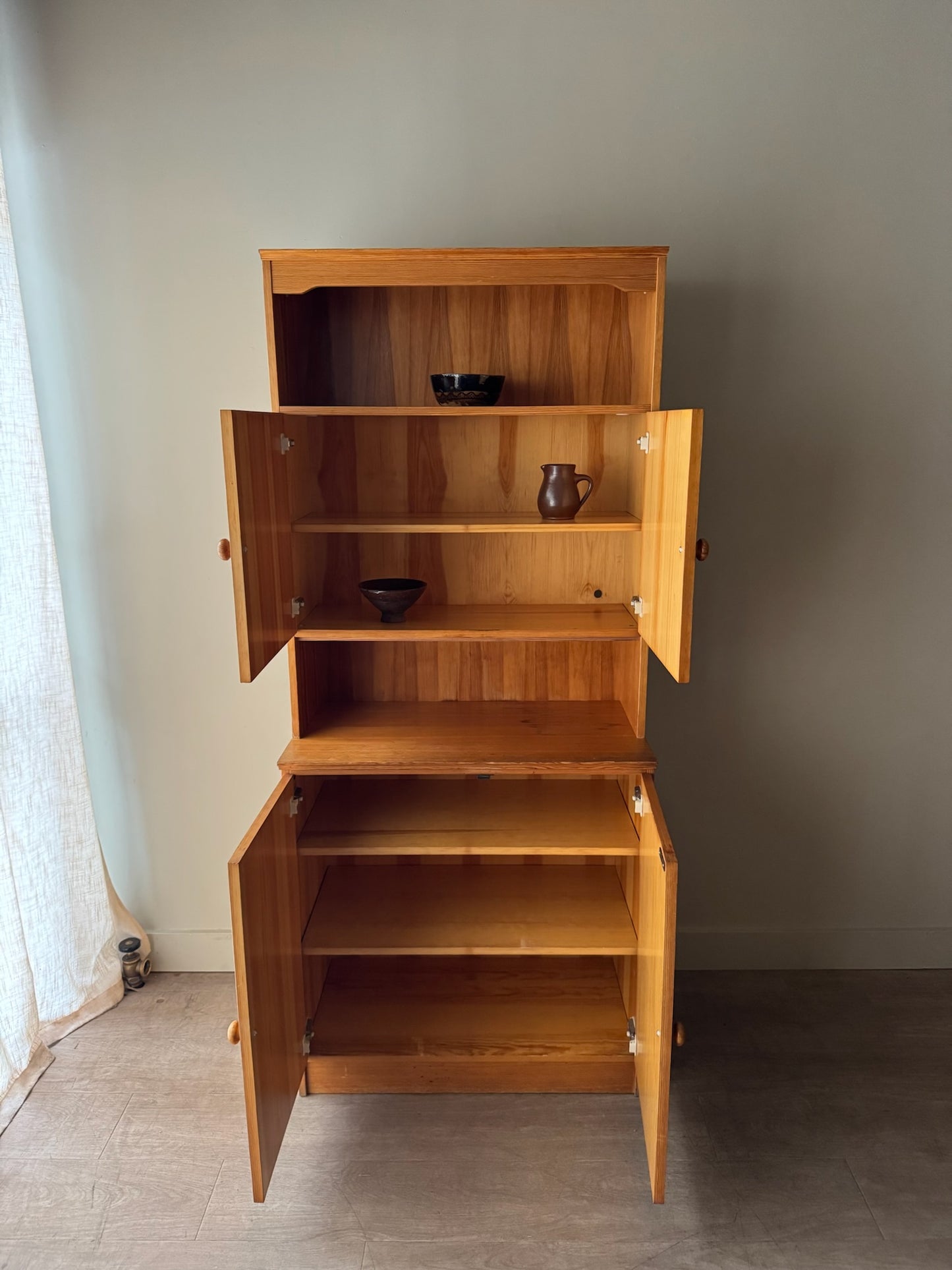 Scandinavian pine two piece cupboard