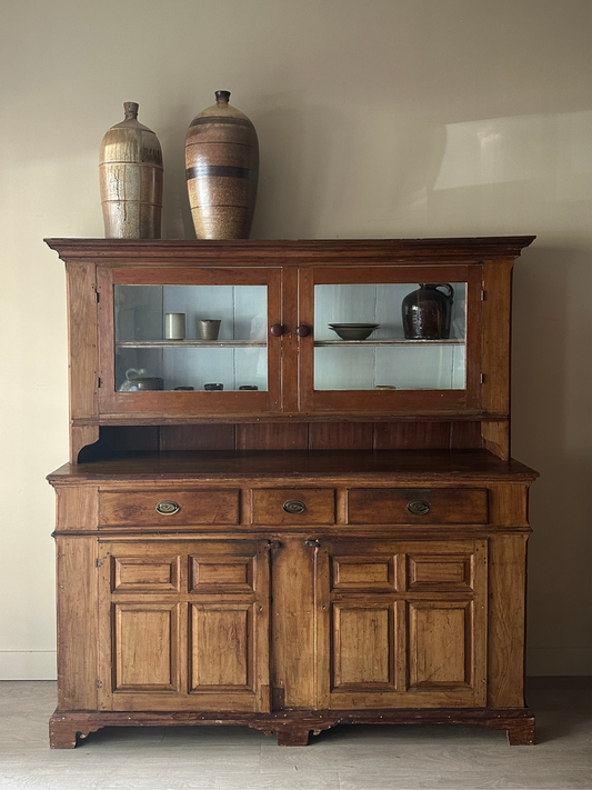 Pennsylvania Dutch two piece pine cupboard