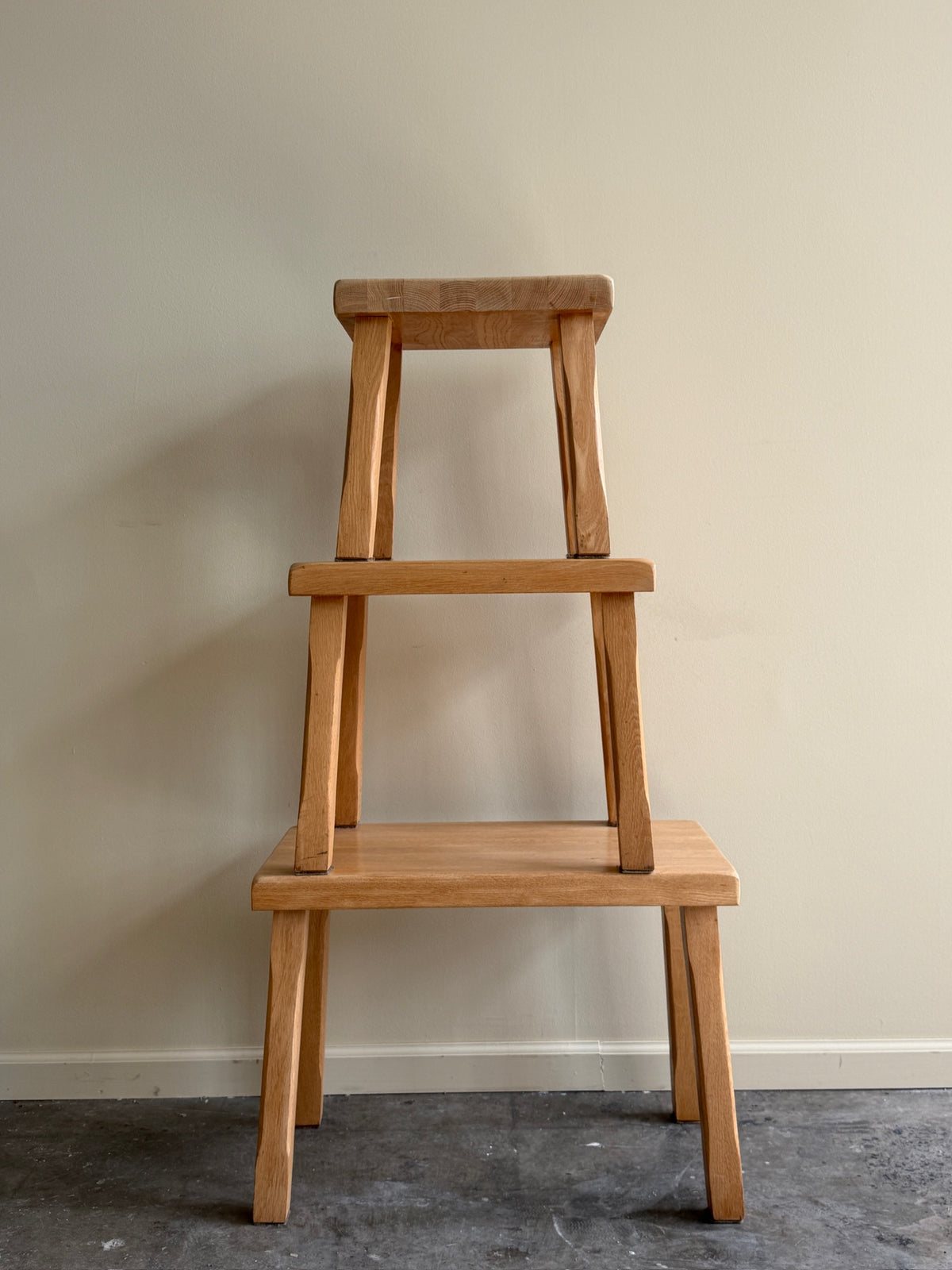 Dutch Brutalist oak nesting tables