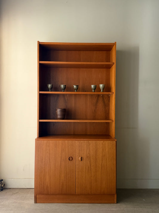 Scandinavian teak two piece hutch