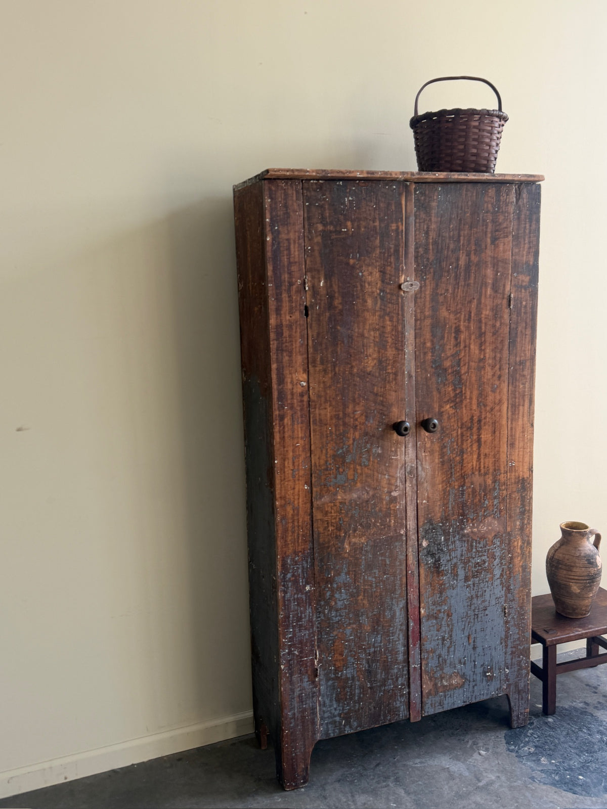 New England painted pine cupboard