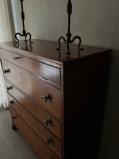 Inlaid walnut tallboy dresser with drop down compartment