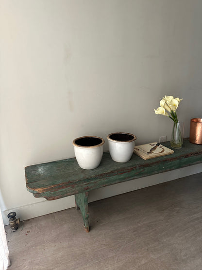 Green painted pine bench