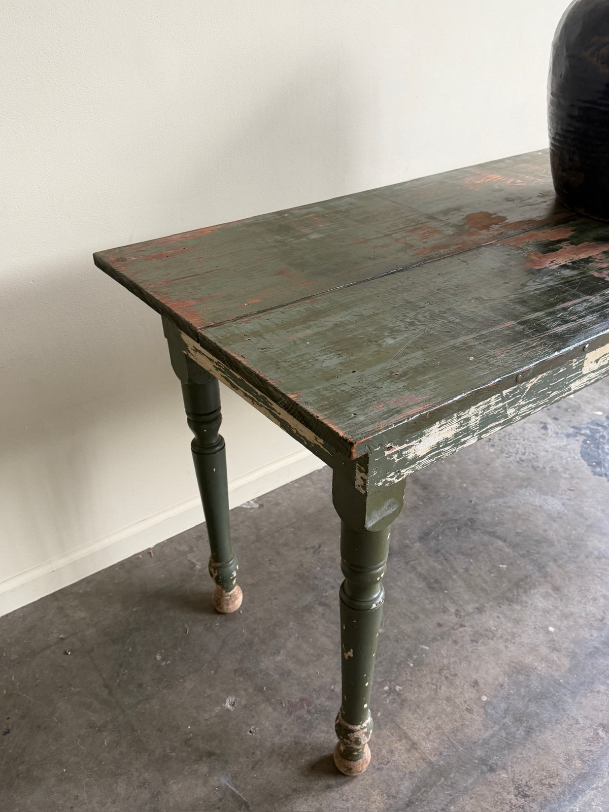 Green painted pine farm table