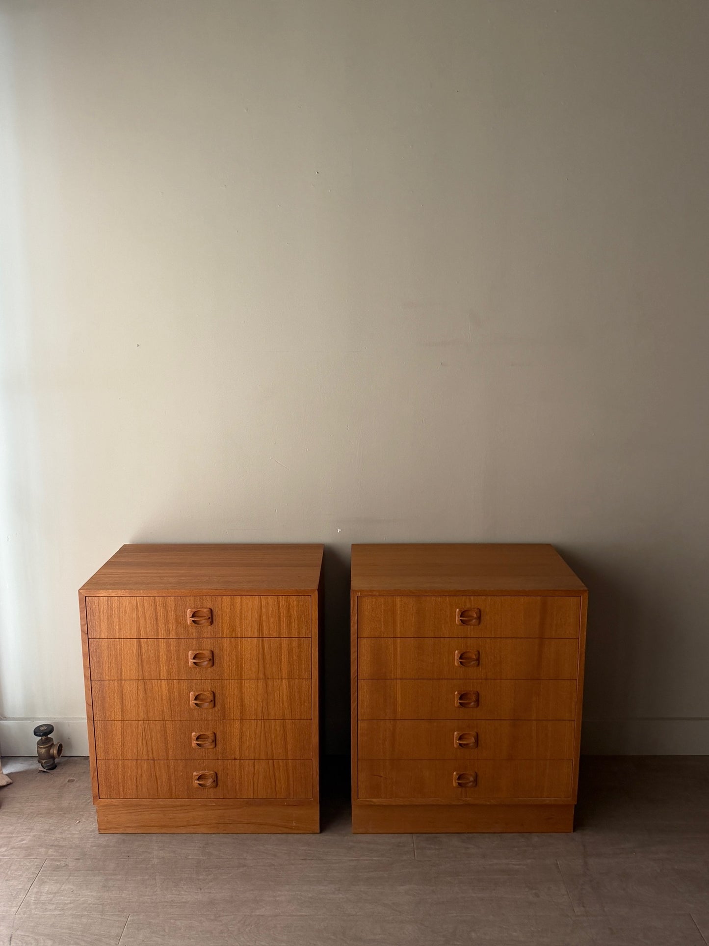 Small Danish teak dressers. Sold individually.