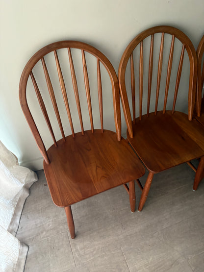 Danish teak hoop-back Windsor dining chairs. Sold in pairs.