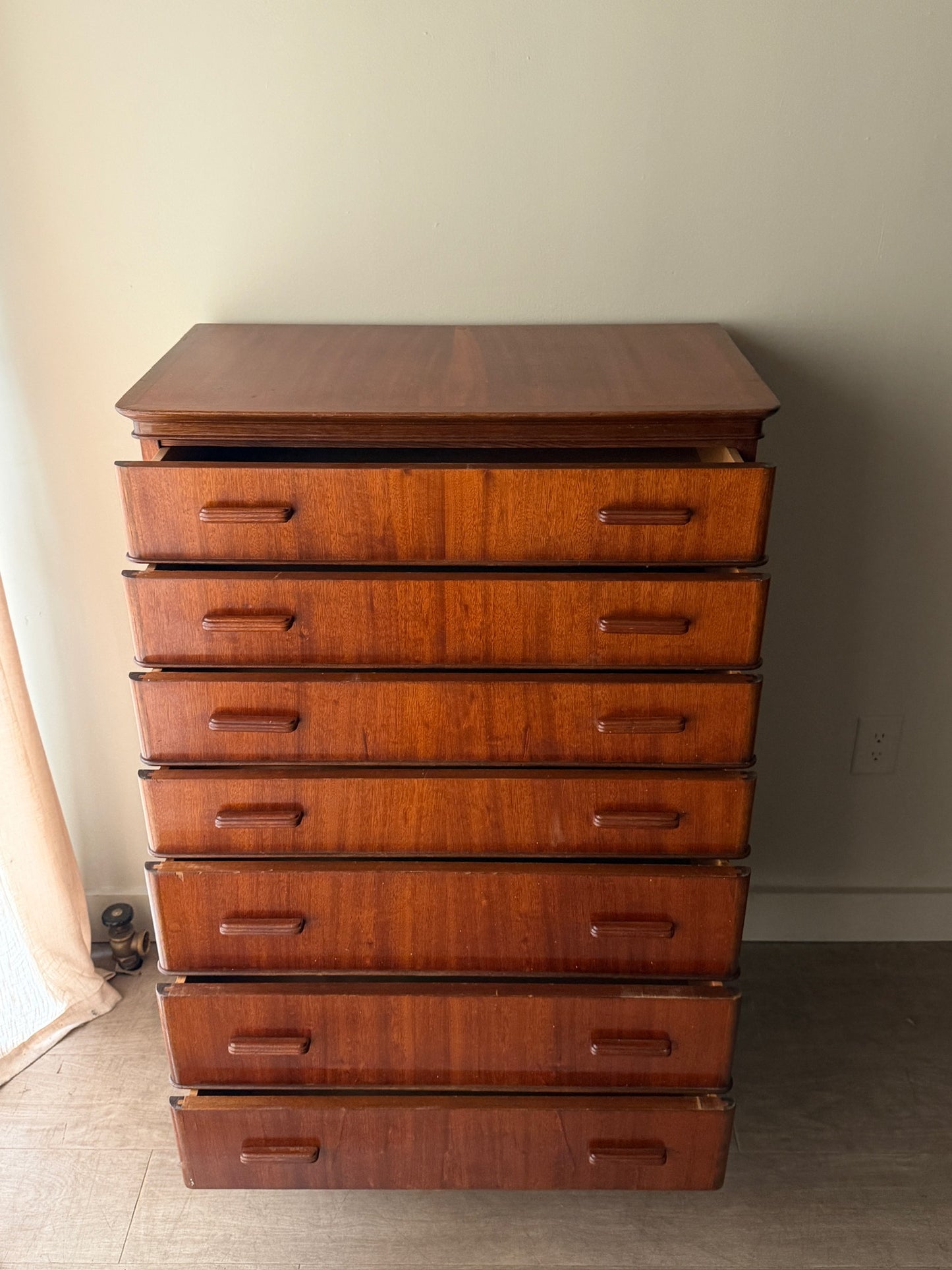 Scandinavian mahogany tallboy dresser
