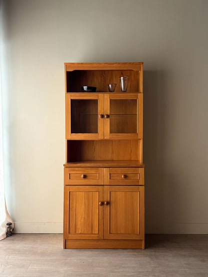 Scandinavian pine two piece hutch