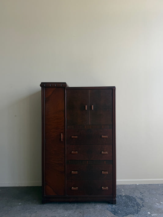 Deco walnut side by side dresser
