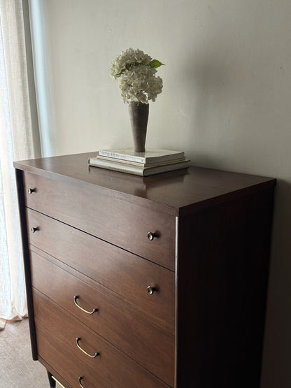 Walnut tallboy dresser