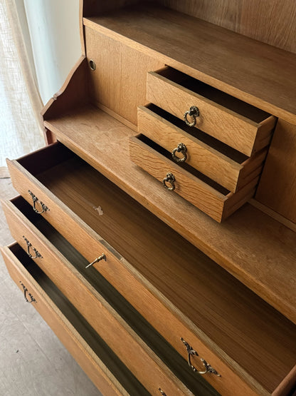 Danish oak secretary bookcase