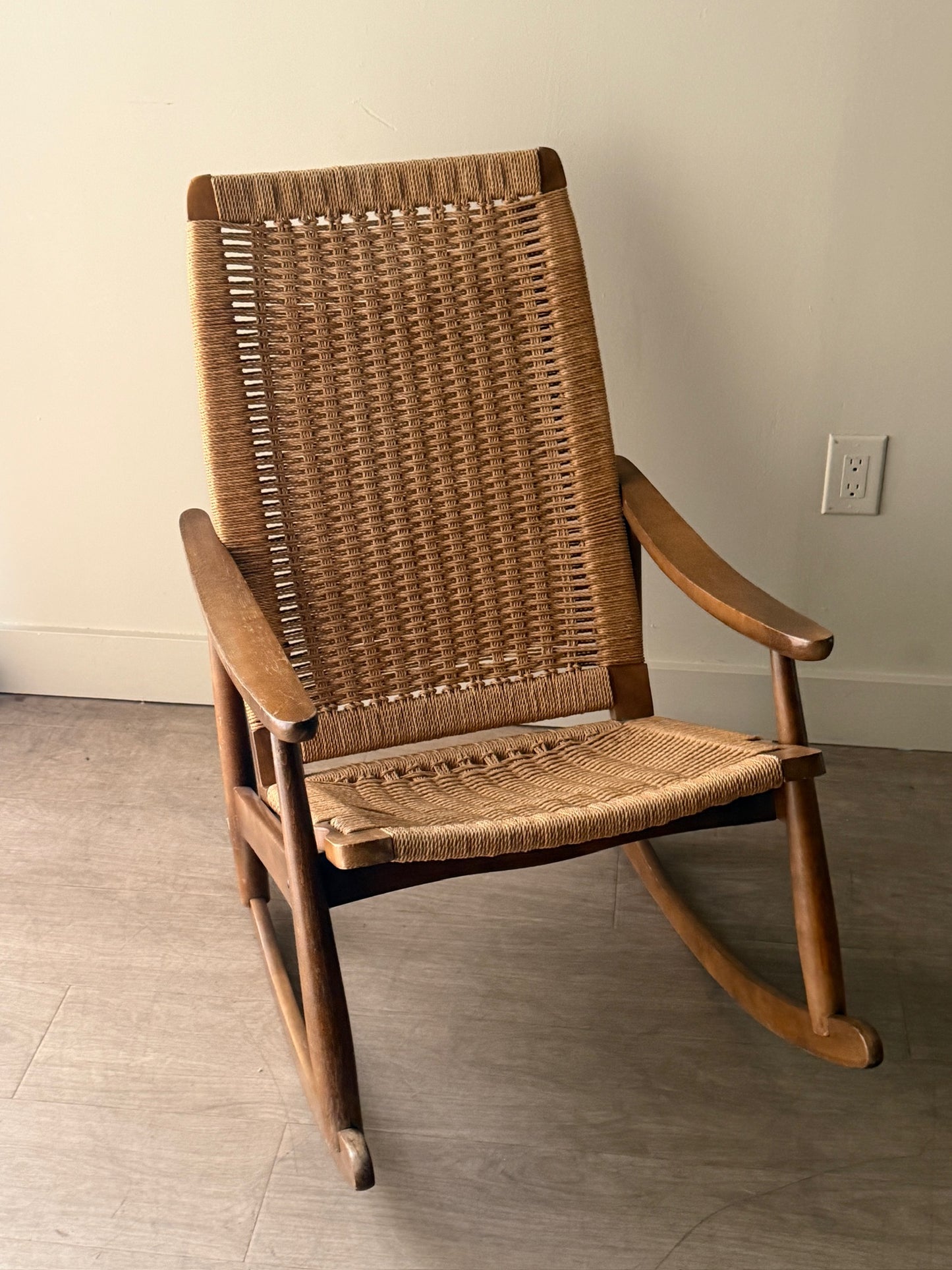 Maple twisted cord rocking chair