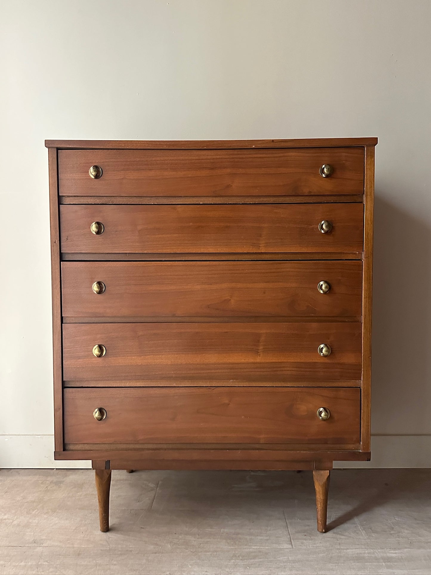 Walnut dresser with brass handles