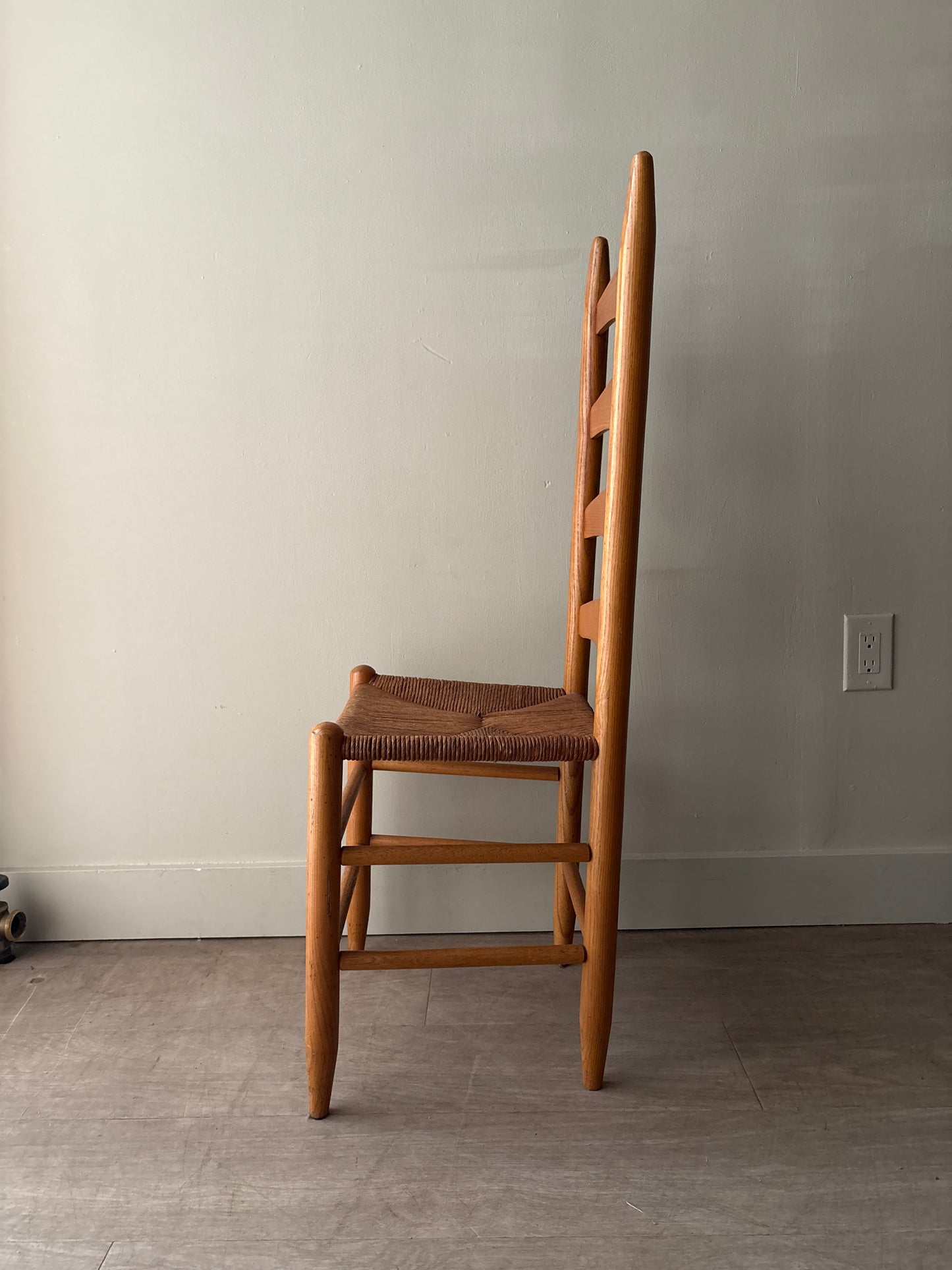 Pine rush seat ladder back chair