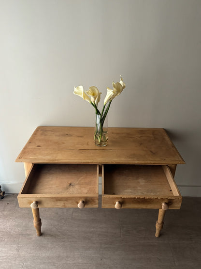 English waxed pine console table/desk