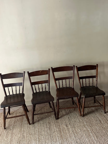 Pine dining chairs. Sold in pairs.