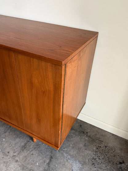 Walnut tambour door credenza