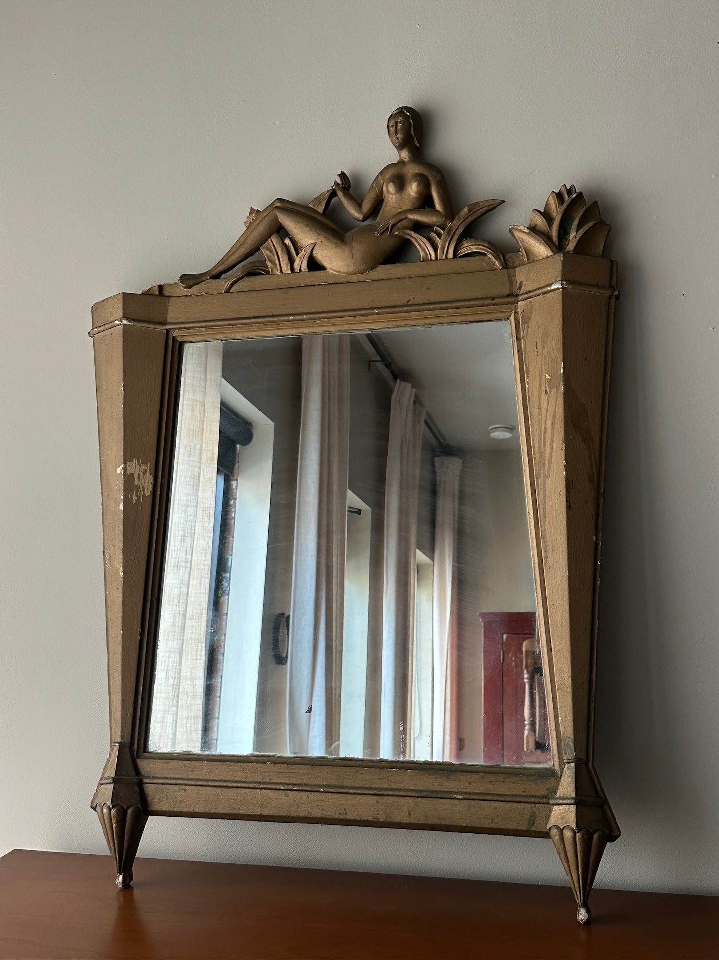 Neoclassical gilt mirror with reclining nude