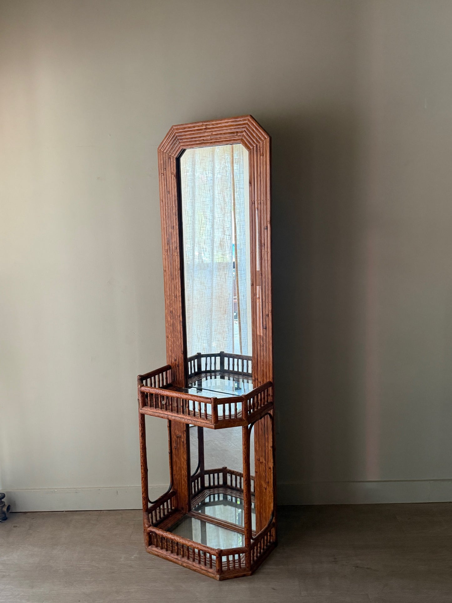 Split bamboo hall mirror