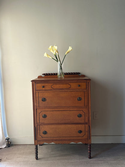 Maple spindle leg tallboy