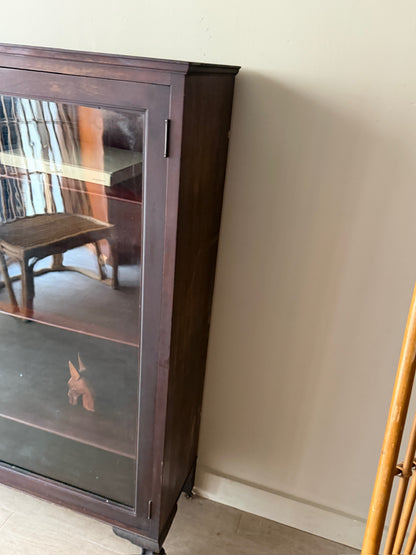 Mahogany claw foot display cabinet