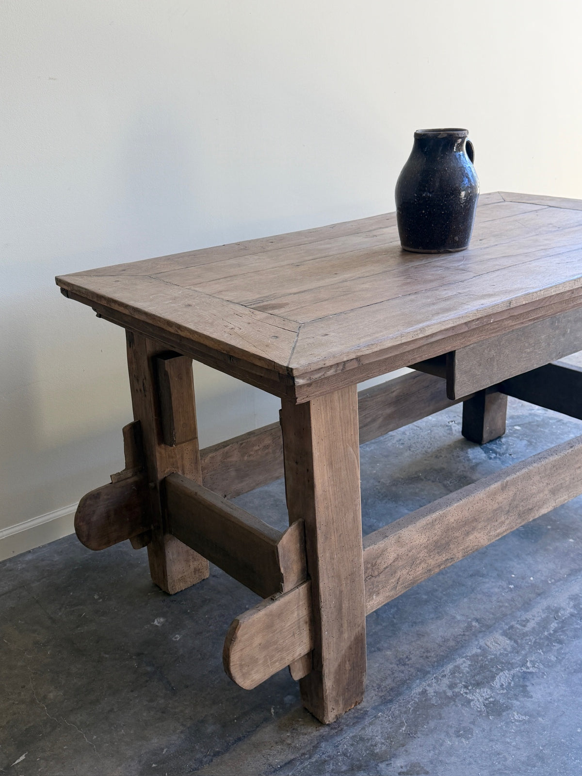 French oak dining table with extensions