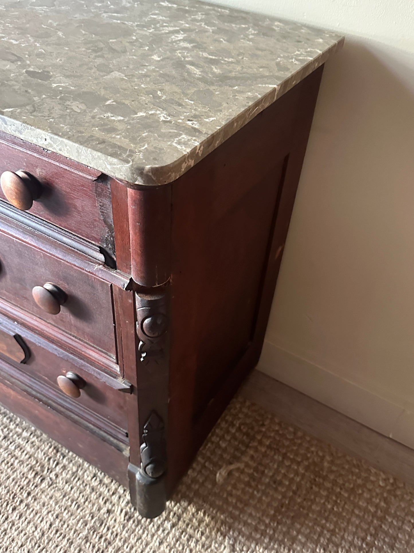 Marble top mahogany dresser