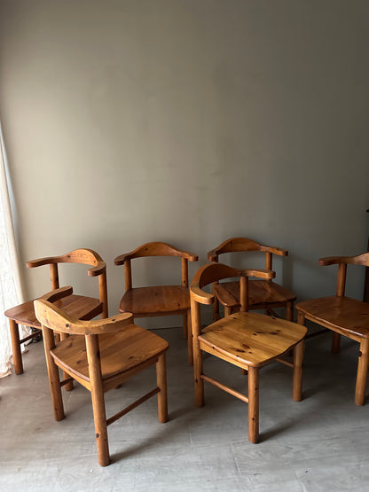 6 Rainer Daumiller pine chairs. (Sets of 2)