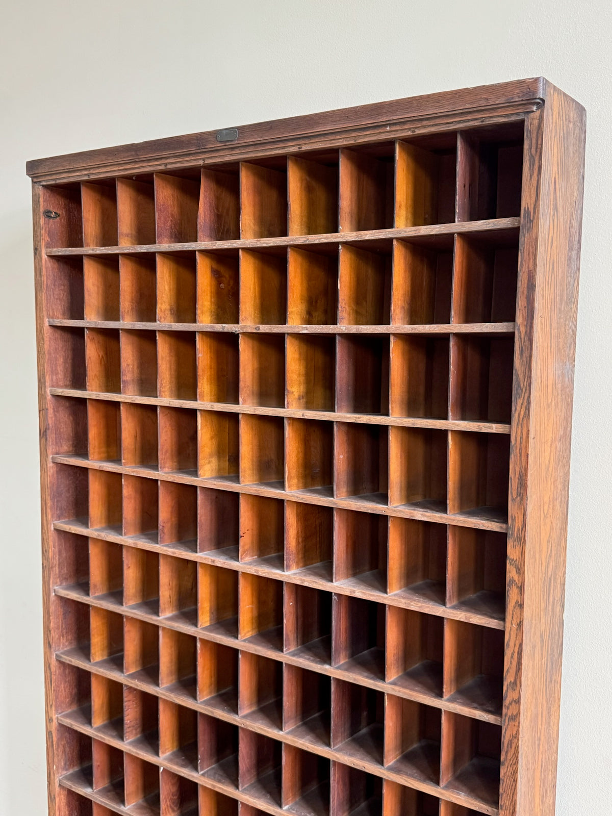 Golden oak post office cabinet