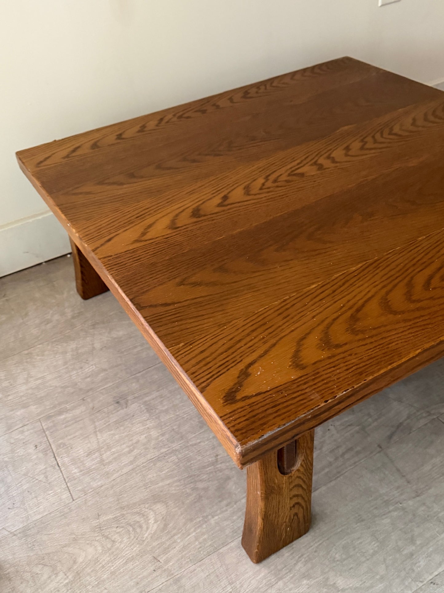 Carl Straub brutalist oak coffee table